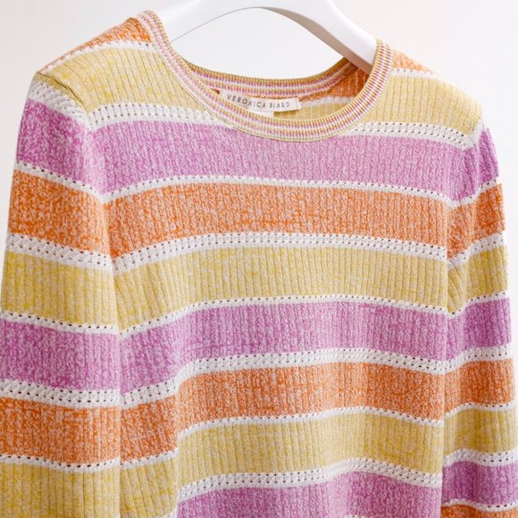 Veronica Beard Striped Rib-Knit Sweater - Picture 1 of 6
